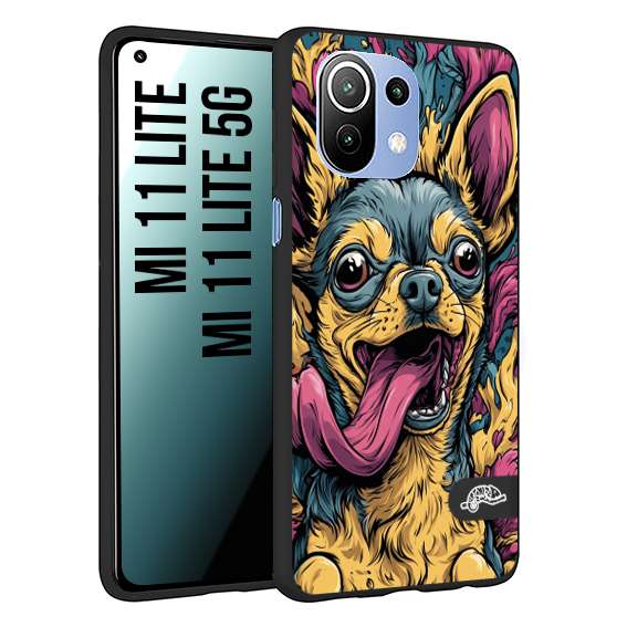 CUSTOMIZZA - Custodia cover nera morbida in tpu compatibile per Xiaomi Mi 11 Lite / Mi 11 Lite 5G Chihuahua illustrazione cane pop art cane street art cartone animato