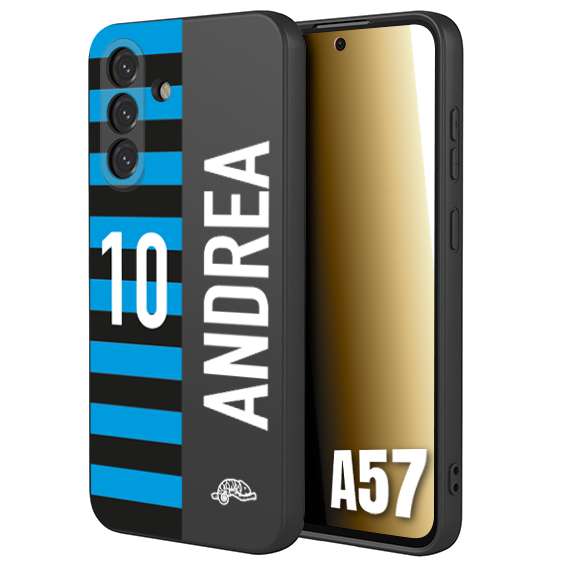 CUSTOMIZZA - Custodia cover nera morbida in tpu compatibile per Samsung A57 personalizzata calcio football nome e numero calciatori nerazzurra