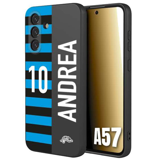 CUSTOMIZZA - Custodia cover nera morbida in tpu compatibile per Samsung A57 personalizzata calcio football nome e numero calciatori nerazzurra