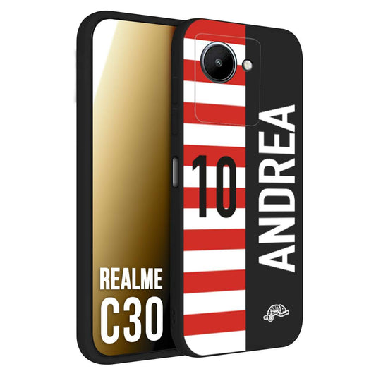 CUSTOMIZZA - Custodia cover nera morbida in tpu compatibile per Realme C30 personalizzata calcio football nome e numero calciatori bianco rossa