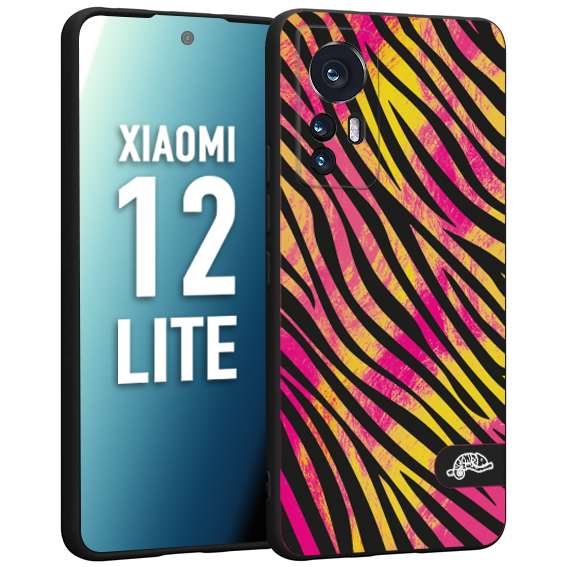 CUSTOMIZZA - Custodia cover nera morbida in tpu compatibile per Xiaomi 12 LITE zebrata maculata a rilievo soft touch donna fucsia gialla