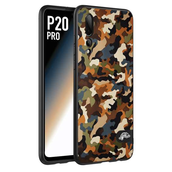 CUSTOMIZZA - Custodia cover nera morbida in tpu compatibile per Huawei P20 PRO camouflage mimetico militare moderno blu marrone beige