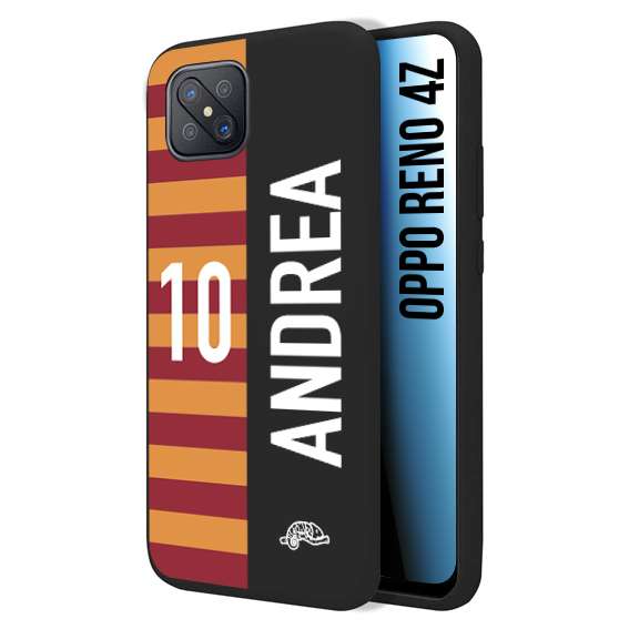 CUSTOMIZZA - Custodia cover nera morbida in tpu compatibile per Oppo Reno 4Z personalizzata calcio football nome e numero calciatori giallo rossi