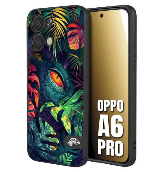 CUSTOMIZZA - Custodia cover nera morbida in tpu compatibile per Oppo A6 PRO animali color giungla tropicale occhio di coccodrillo alligatore disegnato