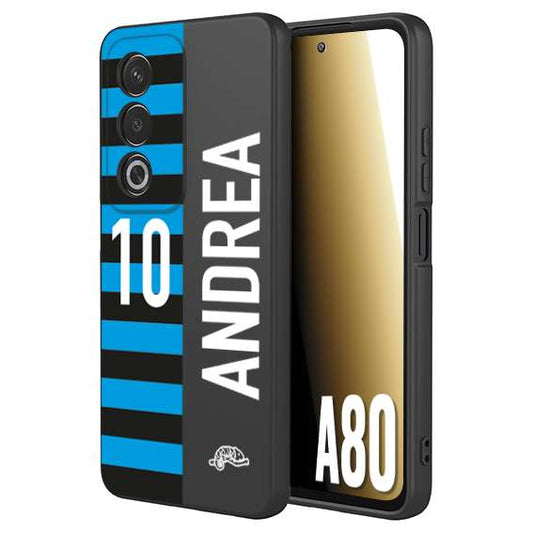 CUSTOMIZZA - Custodia cover nera morbida in tpu compatibile per Oppo A80 personalizzata calcio football nome e numero calciatori nerazzurra