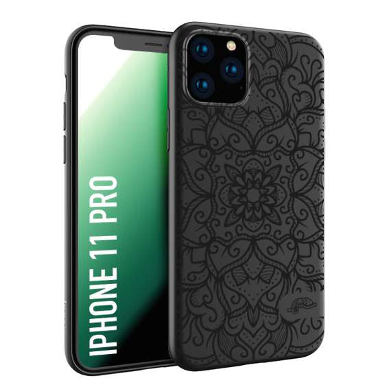 CUSTOMIZZA - Custodia cover nera morbida in tpu compatibile per iPhone 11 PRO mandala nero fiore vedo non vedo donna