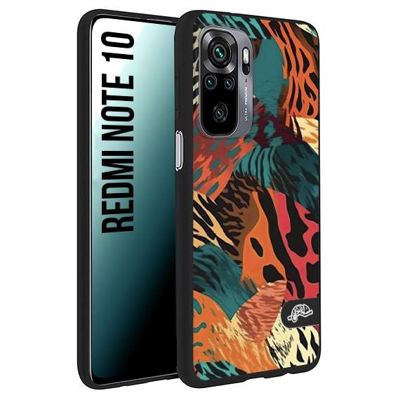 CUSTOMIZZA - Custodia cover nera morbida in tpu compatibile per Xiaomi Redmi Note 10 leopardato tigrato tiger colorata summer arancio verde fucsia