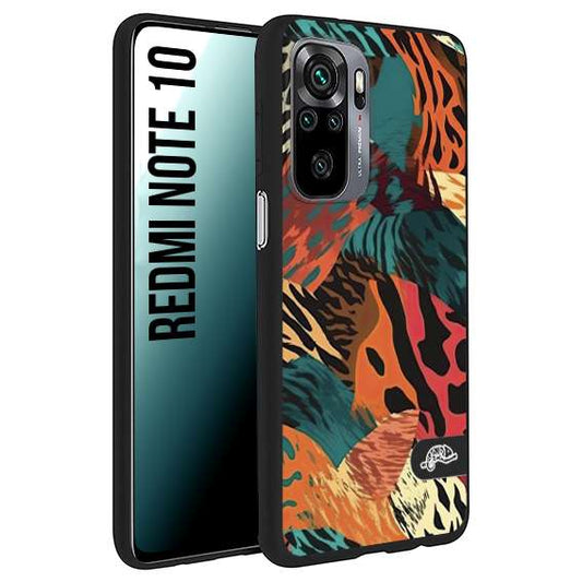 CUSTOMIZZA - Custodia cover nera morbida in tpu compatibile per Xiaomi Redmi Note 10 leopardato tigrato tiger colorata summer arancio verde fucsia