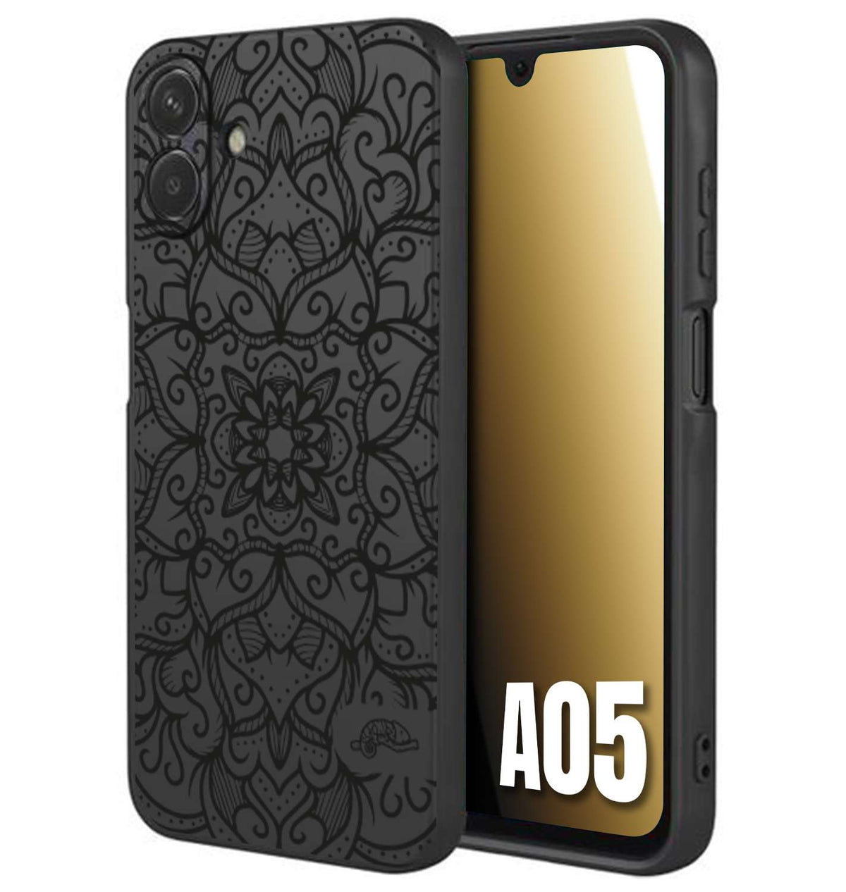 CUSTOMIZZA - Custodia cover nera morbida in tpu compatibile per Samsung A05 mandala nero fiore vedo non vedo donna