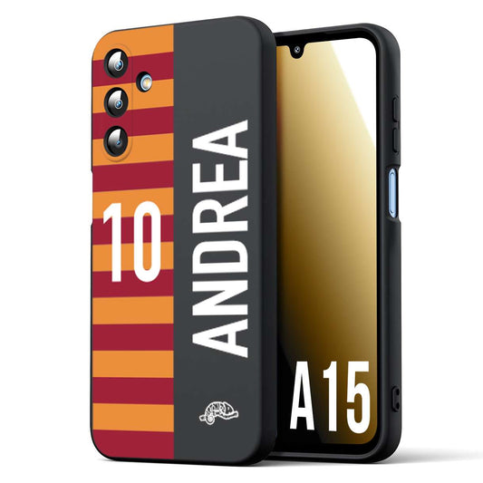 CUSTOMIZZA - Custodia cover nera morbida in tpu compatibile per Samsung A15 5G personalizzata calcio football nome e numero calciatori giallo rossi