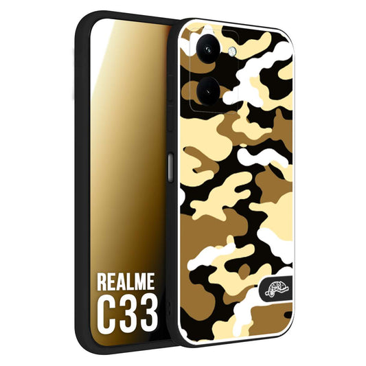 CUSTOMIZZA - Custodia cover nera morbida in tpu compatibile per Oppo Realme C33 camouflage mimetico militare giallo desert brown