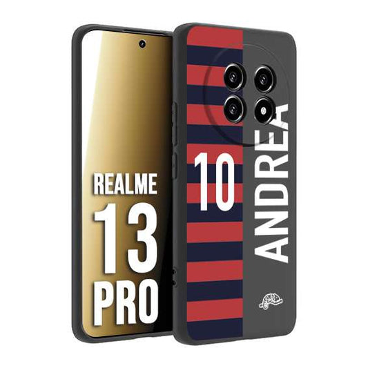CUSTOMIZZA - Custodia cover nera morbida in tpu compatibile per Realme 13 PRO personalizzata calcio football nome e numero calciatori rossoblu