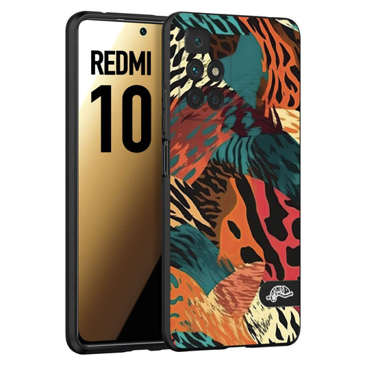CUSTOMIZZA - Custodia cover nera morbida in tpu compatibile per Xiaomi Redmi 10 leopardato tigrato tiger colorata summer arancio verde fucsia