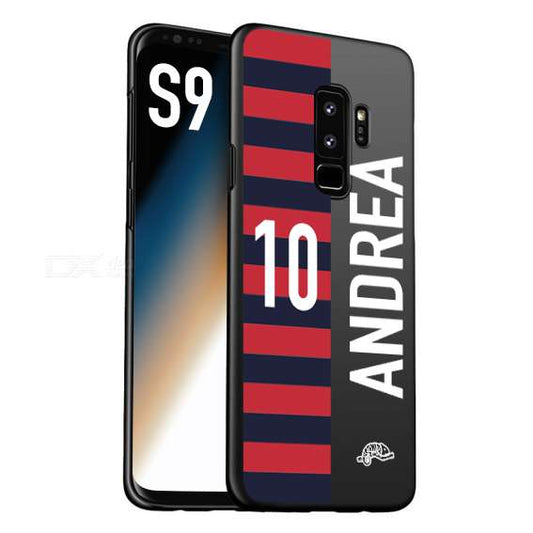 CUSTOMIZZA - Custodia cover nera morbida in tpu compatibile per Samsung S9 personalizzata calcio football nome e numero calciatori rossoblu