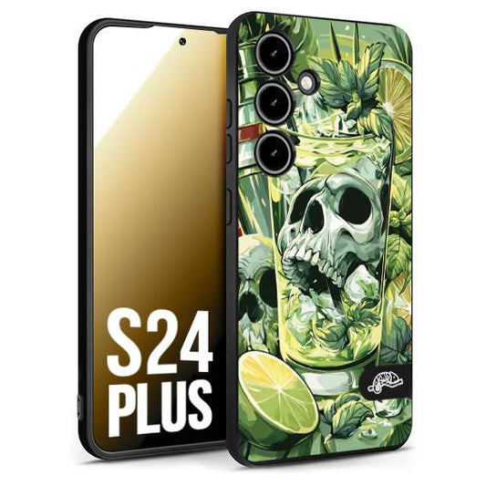 CUSTOMIZZA - Custodia cover nera morbida in tpu compatibile per Samsung S24 PLUS Mojito cocktail teschio illustrazione drink lime menta ghiacci tropicale street art