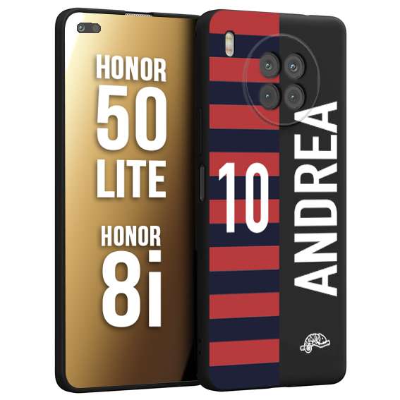 CUSTOMIZZA - Custodia cover nera morbida in tpu compatibile per Honor 8i - Honor 50 LITE personalizzata calcio football nome e numero calciatori rossoblu