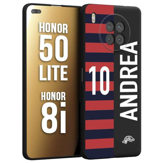 CUSTOMIZZA - Custodia cover nera morbida in tpu compatibile per Honor 8i - Honor 50 LITE personalizzata calcio football nome e numero calciatori rossoblu