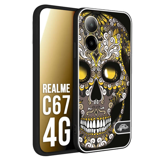 CUSTOMIZZA - Custodia cover nera morbida in tpu compatibile per Realme C67 4G effetto marmo marble verde green venature dorato pietra