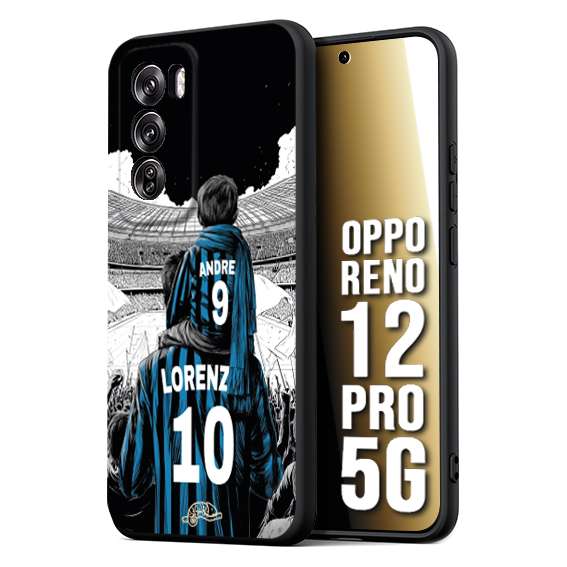 CUSTOMIZZA - Custodia cover nera morbida in tpu compatibile per Oppo Reno 12 PRO 5G personalizzata calcio football padre e figlio calciatori nerazzurra