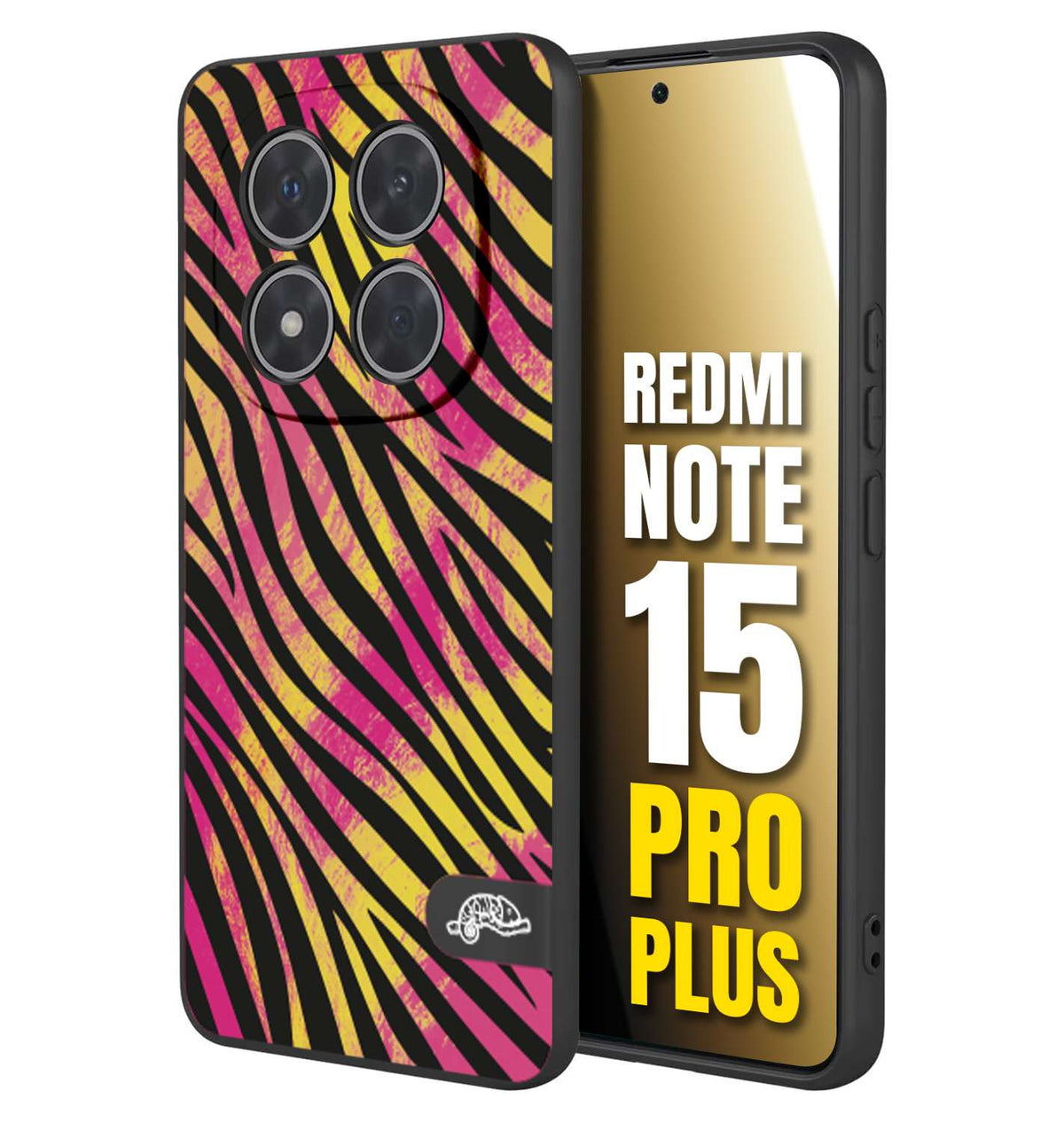 CUSTOMIZZA - Custodia cover nera morbida in tpu compatibile per Xiaomi Redmi Note 15 PRO PLUS zebrata maculata a rilievo soft touch donna fucsia gialla