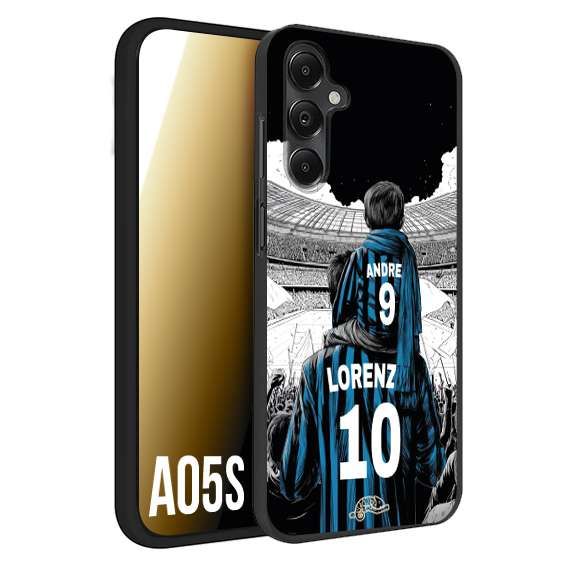 CUSTOMIZZA - Custodia cover nera morbida in tpu compatibile per Samsung A05S personalizzata calcio football padre e figlio calciatori nerazzurra