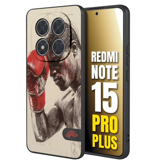 CUSTOMIZZA - Custodia cover nera morbida in tpu compatibile per Xiaomi Redmi Note 15 PRO PLUS pugilato pugili disegno tattoo guantoni boxer pesi massimi