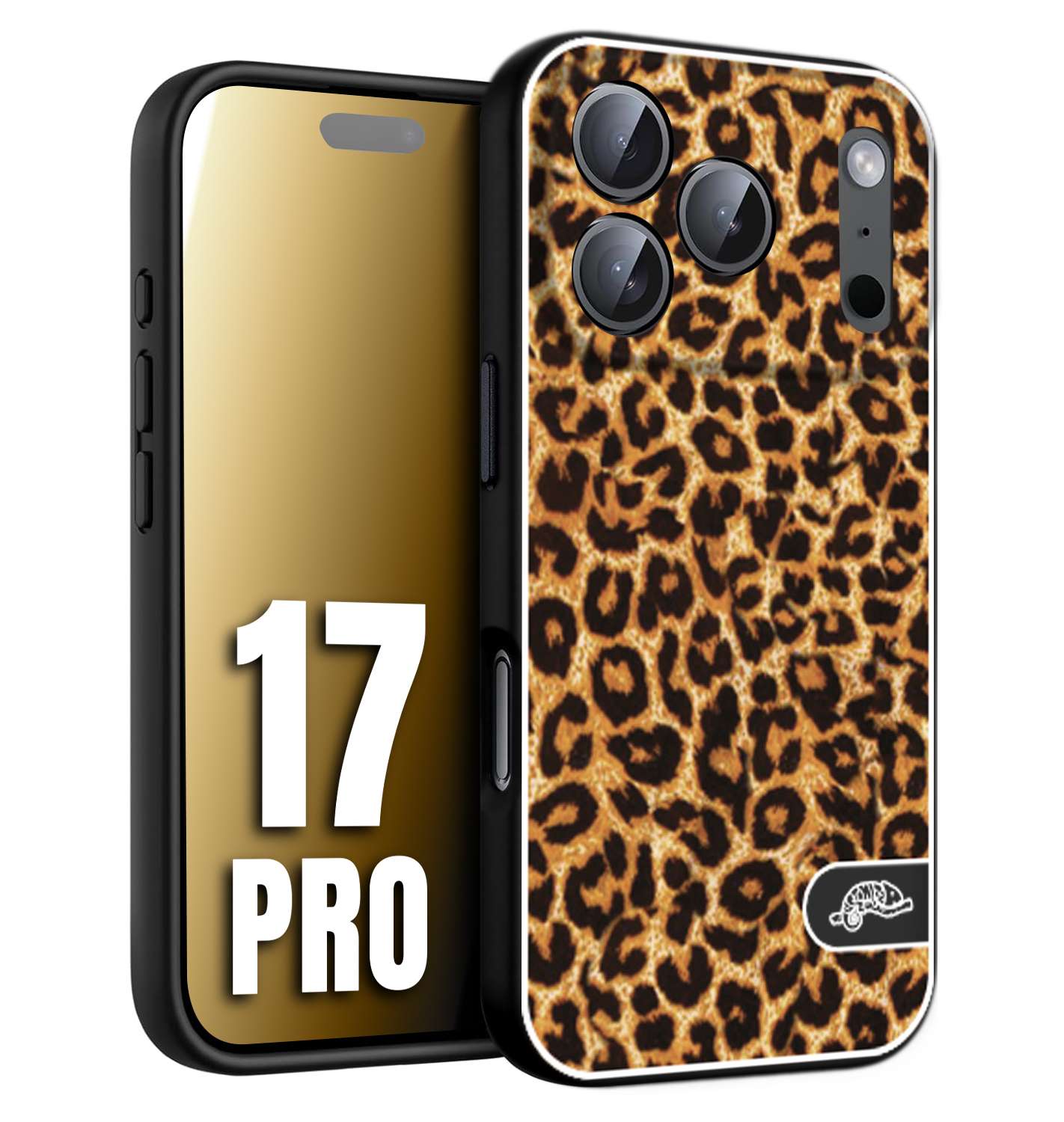 CUSTOMIZZA - Custodia cover nera morbida in tpu compatibile per iPhone 17 PRO leopardato maculato donna marrone leopard brown
