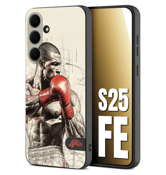 CUSTOMIZZA - Custodia cover nera morbida in tpu compatibile per Samsung S25 FE pugilato pugili disegno tattoo guantoni box sport ring
