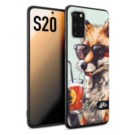 CUSTOMIZZA - Custodia cover nera morbida in tpu compatibile per Samsung S20 estate disegnata cocktails animali simpatici fox volpe negroni