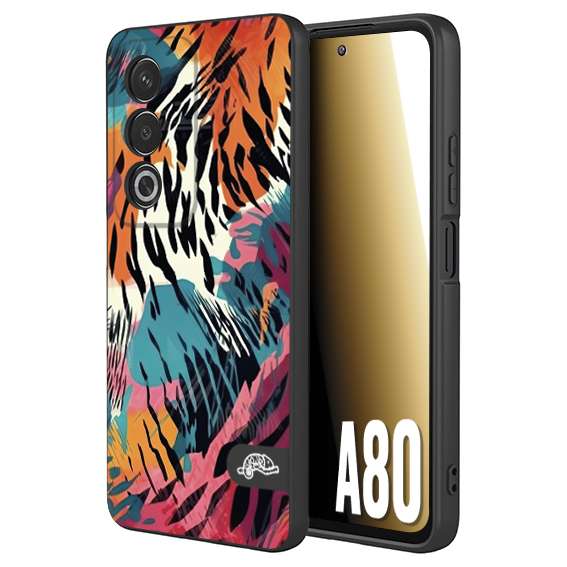 CUSTOMIZZA - Custodia cover nera morbida in tpu compatibile per Oppo A80 leopardato maculato tigrato tiger colorata summer color