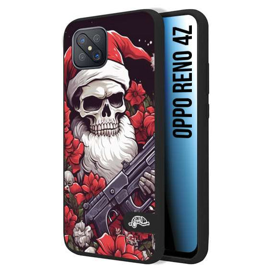 CUSTOMIZZA - Custodia cover nera morbida in tpu compatibile per Oppo Reno 4Z teschio natale santa claus fiori tattoo disegnato