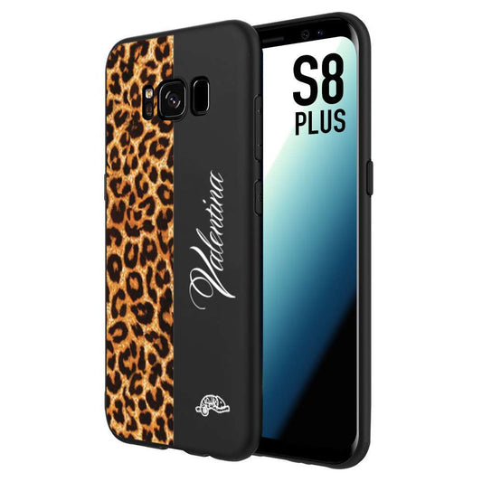 CUSTOMIZZA - Custodia cover nera morbida in tpu compatibile per Samsung S8 PLUS custom nome scritta leopardato maculato donna marrone leopard