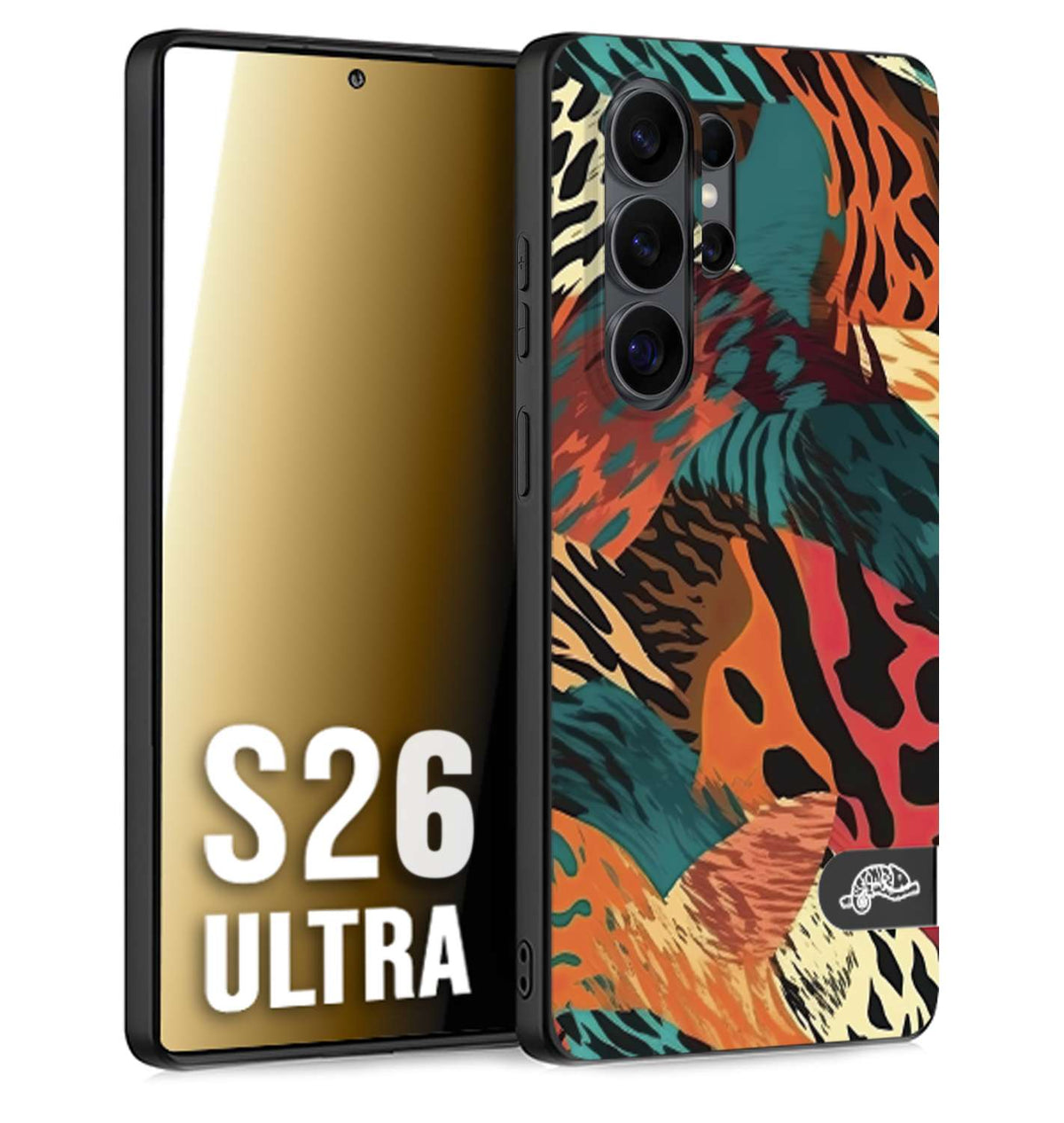 CUSTOMIZZA - Custodia cover nera morbida in tpu compatibile per Samsung S26 ULTRA leopardato tigrato tiger colorata summer arancio verde fucsia