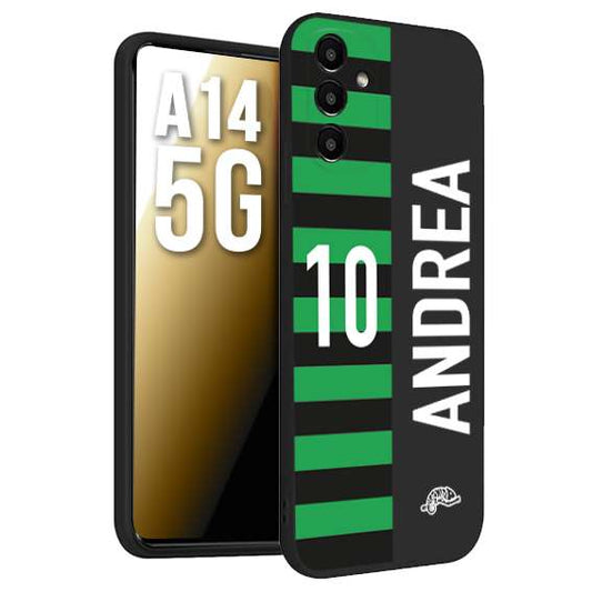 CUSTOMIZZA - Custodia cover nera morbida in tpu compatibile per Samsung A14 5G personalizzata calcio football nome e numero calciatori neroverde