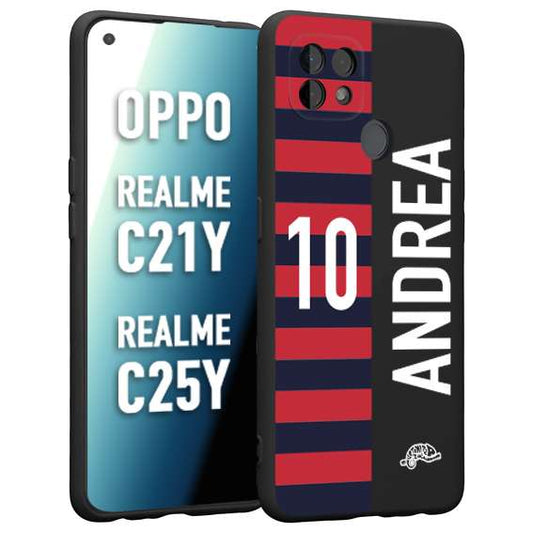 CUSTOMIZZA - Custodia cover nera morbida in tpu compatibile per Oppo Realme C21Y - C25Y personalizzata calcio football nome e numero calciatori rossoblu