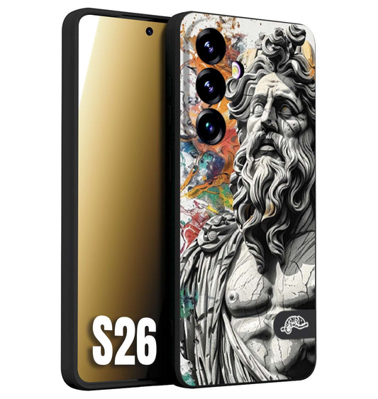 CUSTOMIZZA - Custodia cover nera morbida in tpu compatibile per Samsung S26 statua colorata moderna antico tattoo splash color
