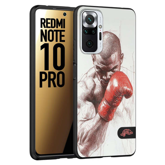 CUSTOMIZZA - Custodia cover nera morbida in tpu compatibile per Xiaomi Redmi Note 10 PRO pugilato pugili disegno tattoo guantoni box sport primo piano