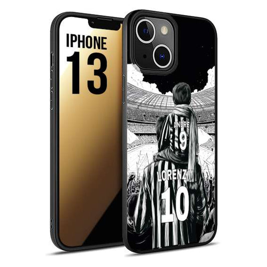 CUSTOMIZZA - Custodia cover nera morbida in tpu compatibile per iPhone 13 personalizzata calcio football nome e numero calciatori bianconeri bianca e nera