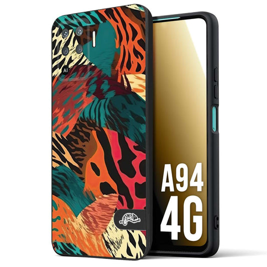 CUSTOMIZZA - Custodia cover nera morbida in tpu compatibile per Oppo A94 4G leopardato tigrato tiger colorata summer arancio verde fucsia