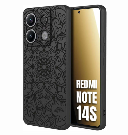 CUSTOMIZZA - Custodia cover nera morbida in tpu compatibile per Xiaomi Redmi Note 14S mandala nero fiore vedo non vedo donna