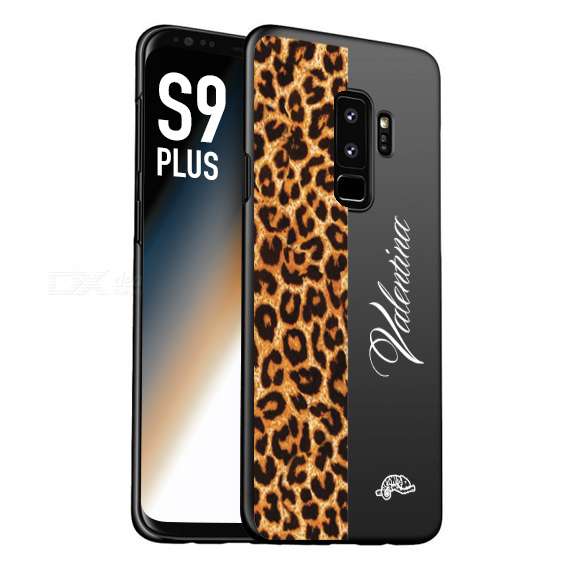 CUSTOMIZZA - Custodia cover nera morbida in tpu compatibile per Samsung S9 PLUS custom nome scritta leopardato maculato donna marrone leopard