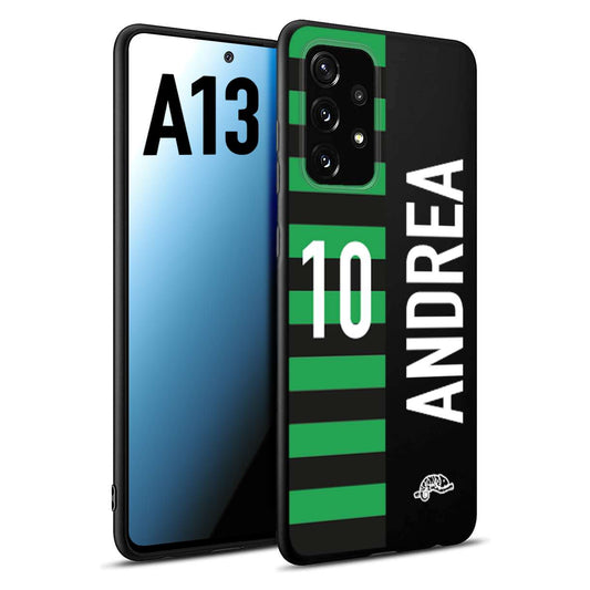 CUSTOMIZZA - Custodia cover nera morbida in tpu compatibile per Samsung A13 personalizzata calcio football nome e numero calciatori neroverde