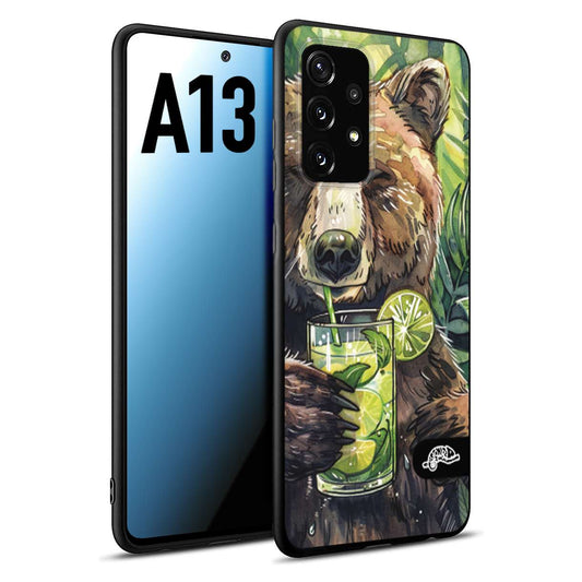 CUSTOMIZZA - Custodia cover nera morbida in tpu compatibile per Samsung A13 fiori estate disegnata cocktails animali simpatici orso bear negroni
