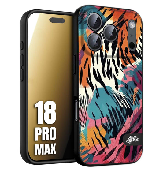 CUSTOMIZZA - Custodia cover nera morbida in tpu compatibile per iPhone 18 PRO MAX leopardato maculato tigrato tiger colorata summer color