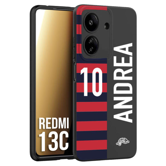 CUSTOMIZZA - Custodia cover nera morbida in tpu compatibile per Xiaomi Redmi 13C personalizzata calcio football nome e numero calciatori rossoblu