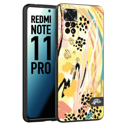 CUSTOMIZZA - Custodia cover nera morbida in tpu compatibile per Xiaomi Redmi Note 11 PRO astratti donna flower fantasia estate gialla rosa leopardata