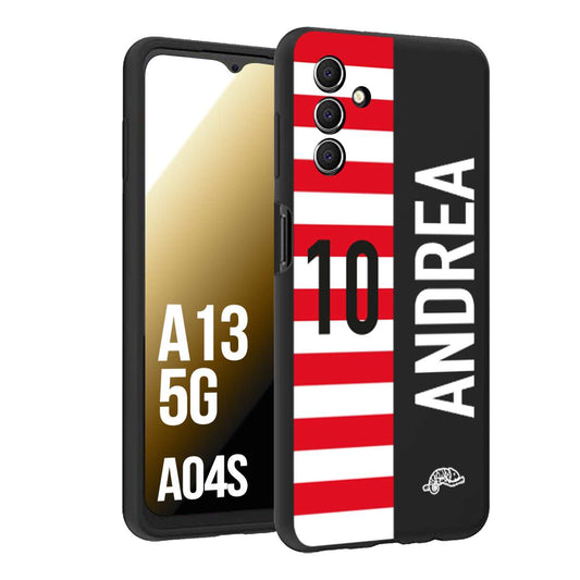 CUSTOMIZZA - Custodia cover nera morbida in tpu compatibile per Samsung A04S - A13 5G personalizzata calcio football nome e numero calciatori bianco rossa