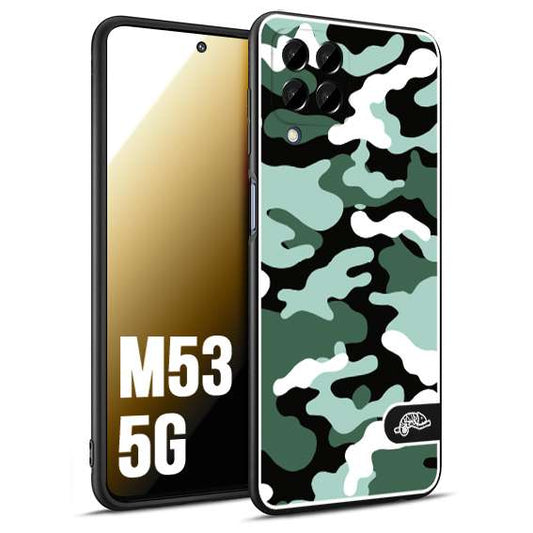 CUSTOMIZZA - Custodia cover nera morbida in tpu compatibile per Samsung M53 5G camouflage mimetico militare verde green