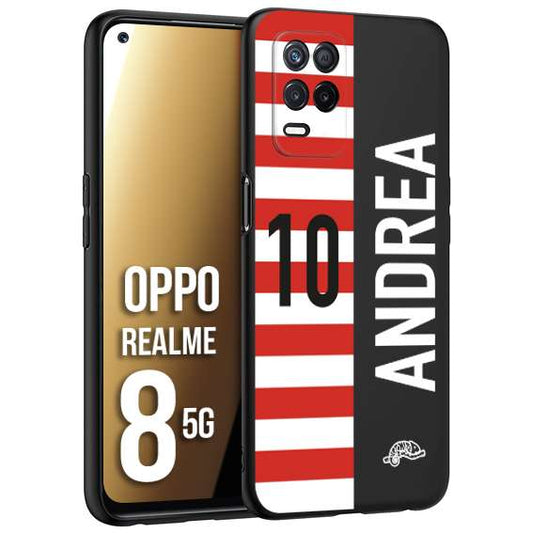 CUSTOMIZZA - Custodia cover nera morbida in tpu compatibile per Realme 8 5G personalizzata calcio football nome e numero calciatori bianco rossa