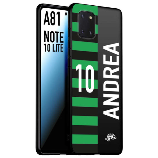 CUSTOMIZZA - Custodia cover nera morbida in tpu compatibile per Samsung A81 - Note 10 Lite personalizzata calcio football nome e numero calciatori neroverde